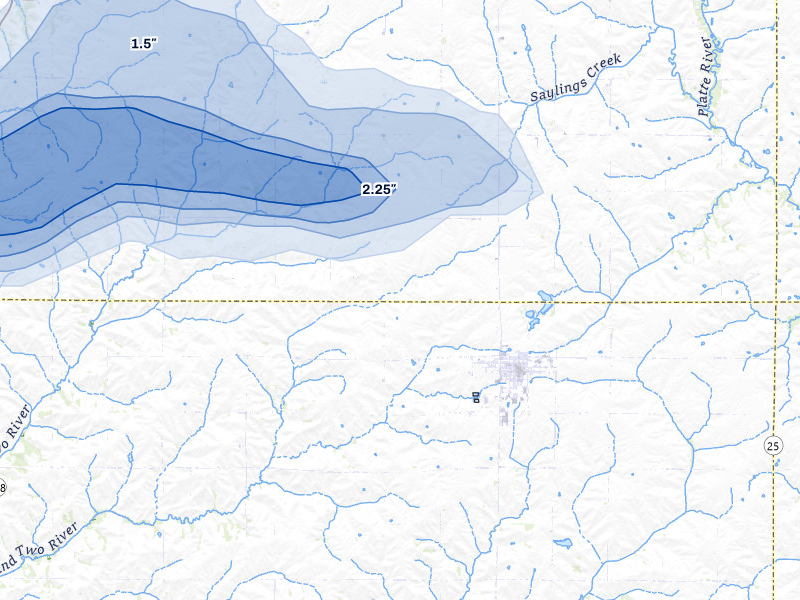 NEXRAD radar-signature map of the hail storm over Lenox, IA on Aug 4, 2026