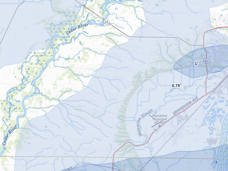 NEXRAD radar-signature map of the hail over Letts, IA