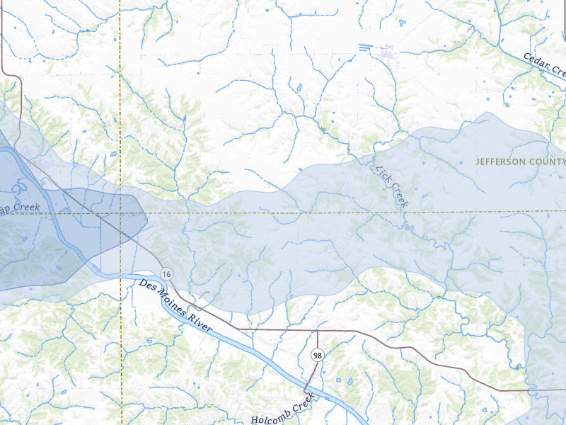 NEXRAD radar-signature map of the hail over Libertyville, IA