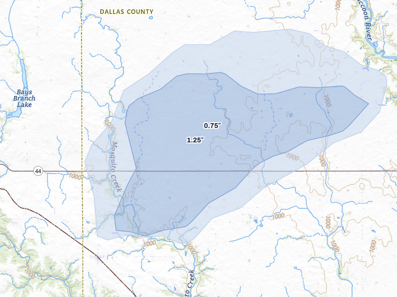 NEXRAD radar-signature map of the hail over Linden, IA