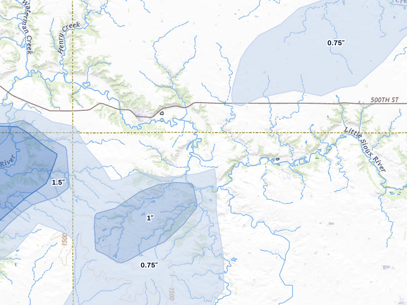 NEXRAD radar-signature map of the hail over Linn Grove, IA