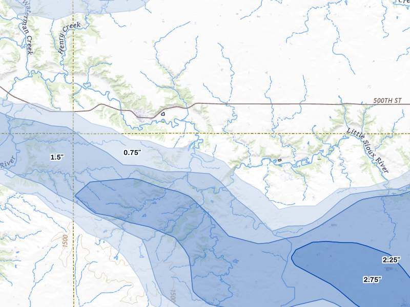 NEXRAD radar-signature map of the hail storm over Linn Grove, IA on May 15, 2026