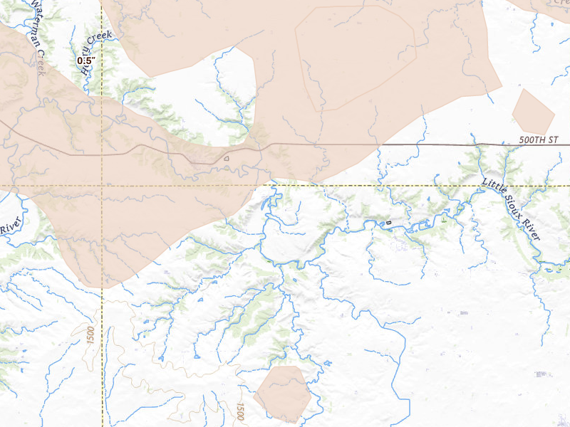 Radar-estimated hail-size map of the storm over Linn Grove, IA on May 17, 2026