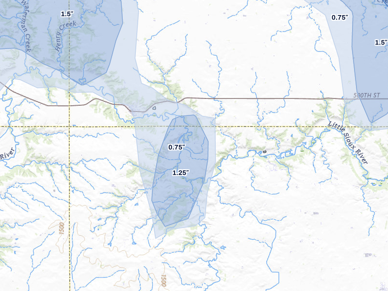 NEXRAD radar-signature map of the hail storm over Linn Grove, IA on May 17, 2026
