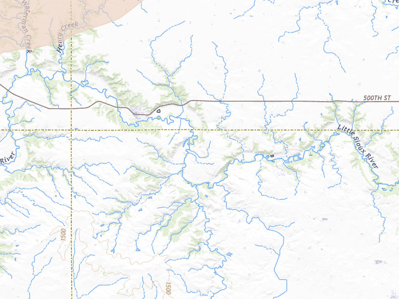 Radar-estimated hail-size map of the storm over Linn Grove, IA on Jun 27, 2026