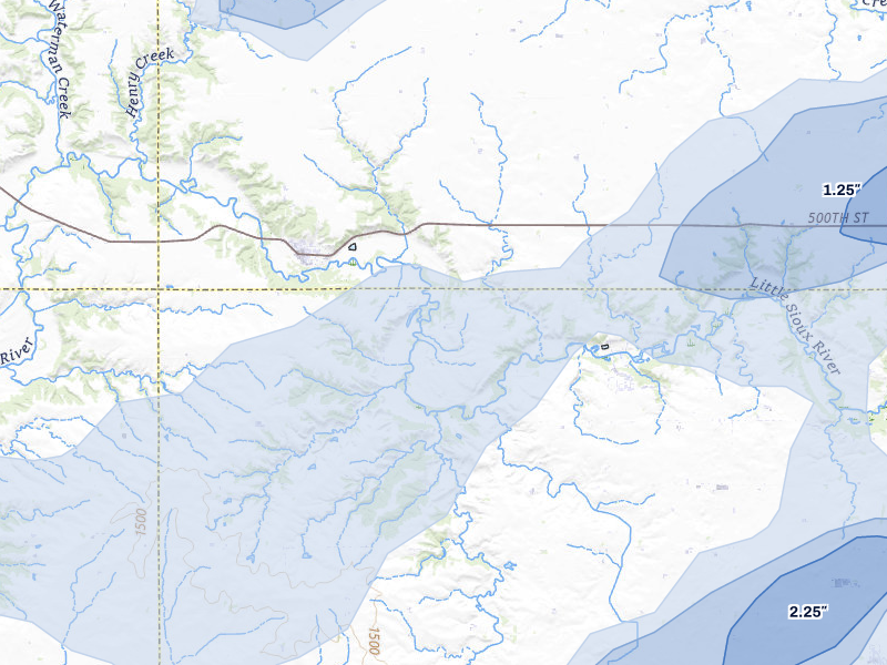 NEXRAD radar-signature map of the hail storm over Linn Grove, IA on Jun 27, 2026