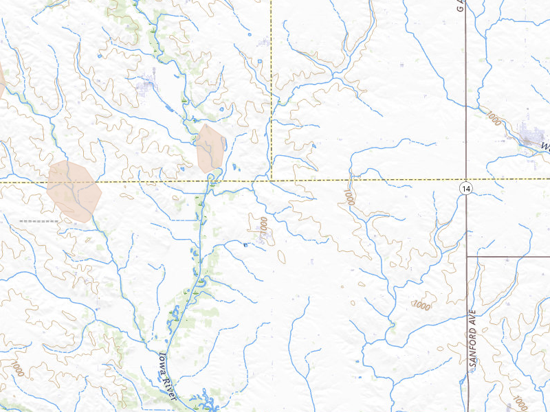 Radar-estimated hail-size map of the storm over Liscomb, IA on Jun 28, 2026