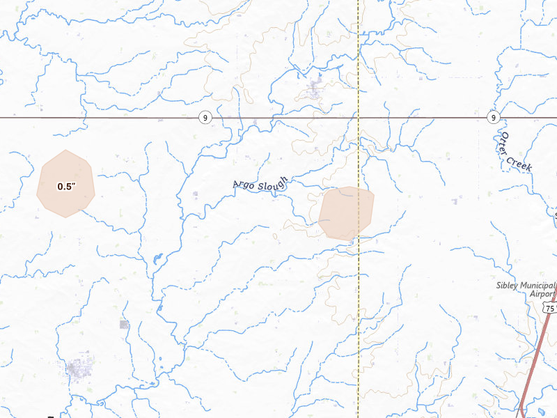 Radar-estimated hail-size map of the storm over Little Rock, IA