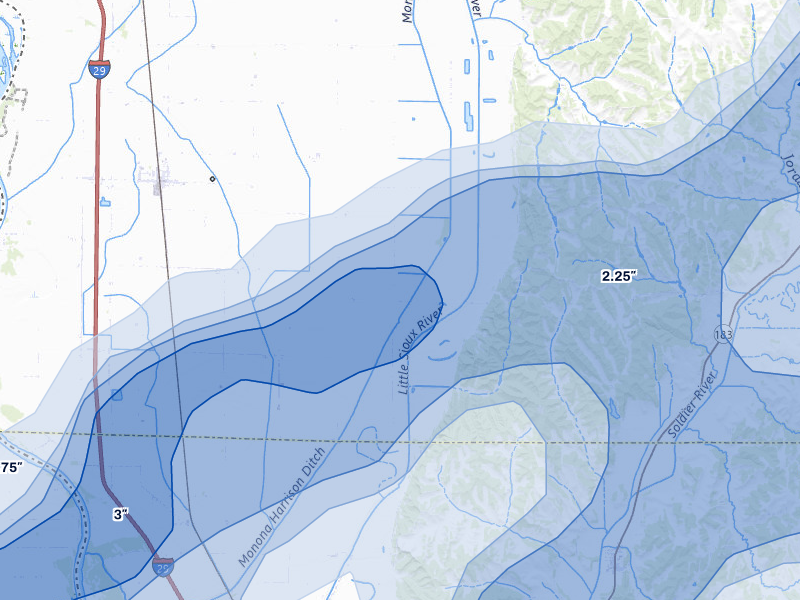 NEXRAD radar-signature map of the hail over Little Sioux, IA