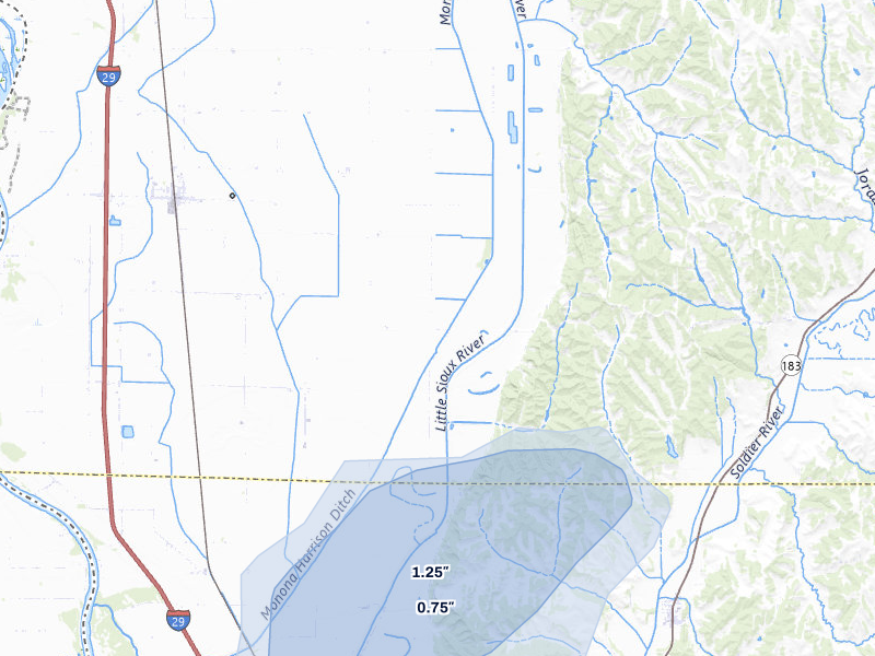 NEXRAD radar-signature map of the hail over Little Sioux, IA