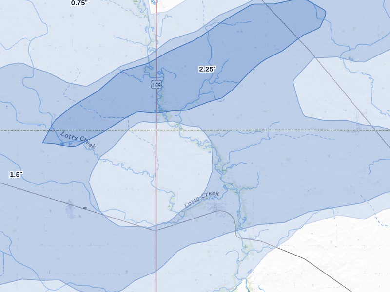 NEXRAD radar-signature map of the hail storm over Livermore, IA on May 15, 2026