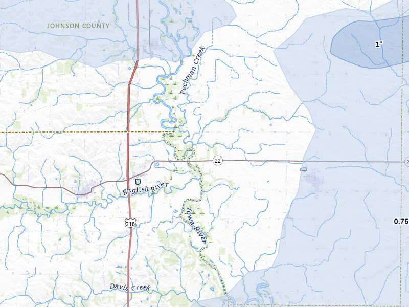 NEXRAD radar-signature map of the hail storm over Lone Tree, IA on Mar 31, 2026