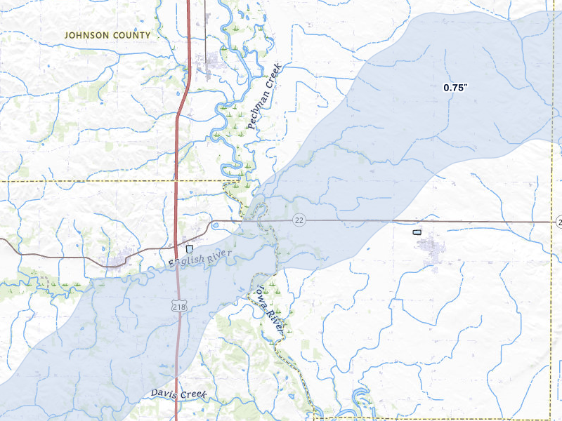 NEXRAD radar-signature map of the hail storm over Lone Tree, IA on Apr 17, 2026