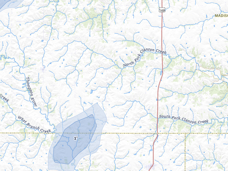 NEXRAD radar-signature map of the hail over Lorimor, IA