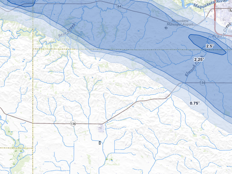 NEXRAD radar-signature map of the hail storm over Lost Nation, IA on Jun 28, 2026