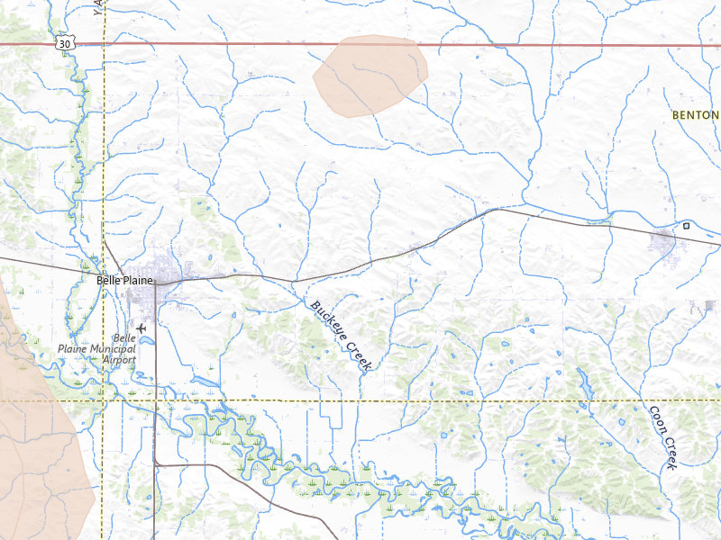 Radar-estimated hail-size map of the storm over Luzerne, IA on Apr 17, 2026