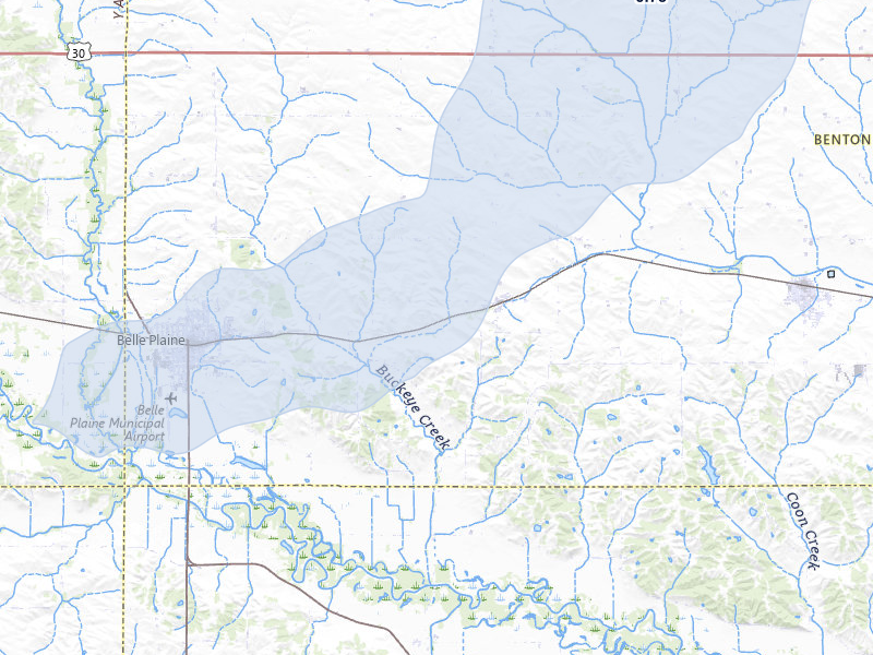 NEXRAD radar-signature map of the hail storm over Luzerne, IA on Apr 17, 2026