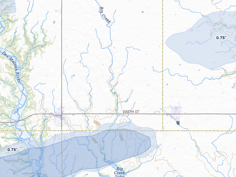 NEXRAD radar-signature map of the hail storm over Madrid, IA on Mar 30, 2026