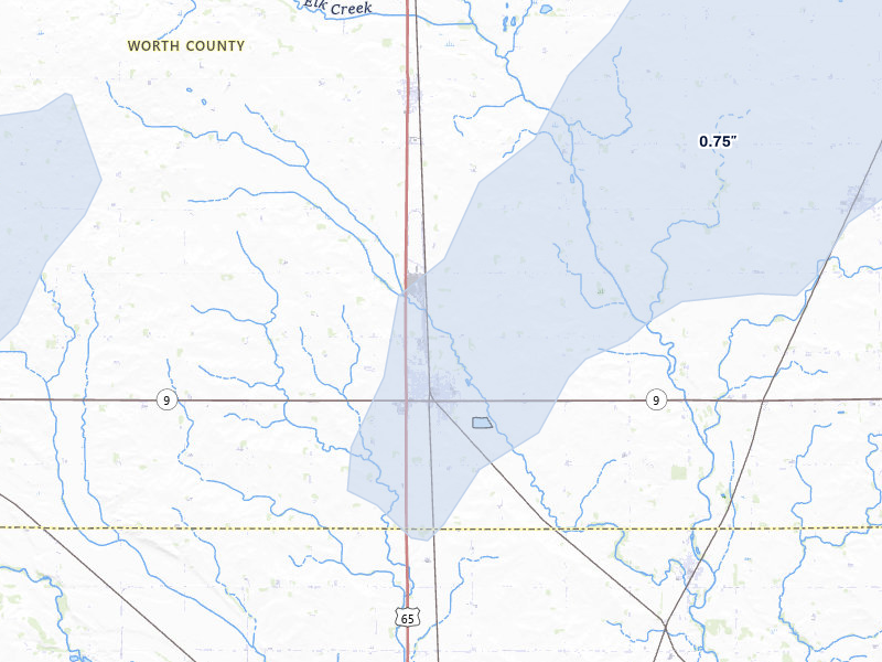NEXRAD radar-signature map of the hail storm over Manly, IA on May 17, 2026