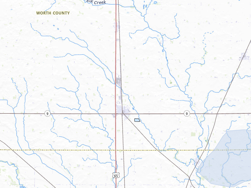 NEXRAD radar-signature map of the hail storm over Manly, IA on Jul 1, 2026
