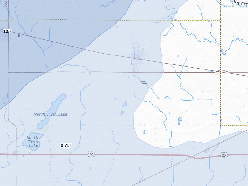 NEXRAD radar-signature map of the hail storm over Manson, IA on May 15, 2026