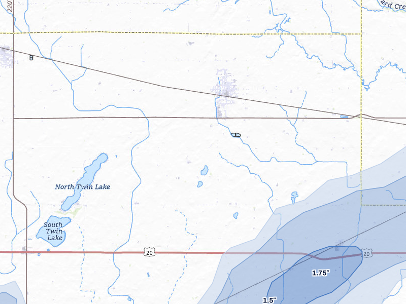 NEXRAD radar-signature map of the hail over Manson, IA