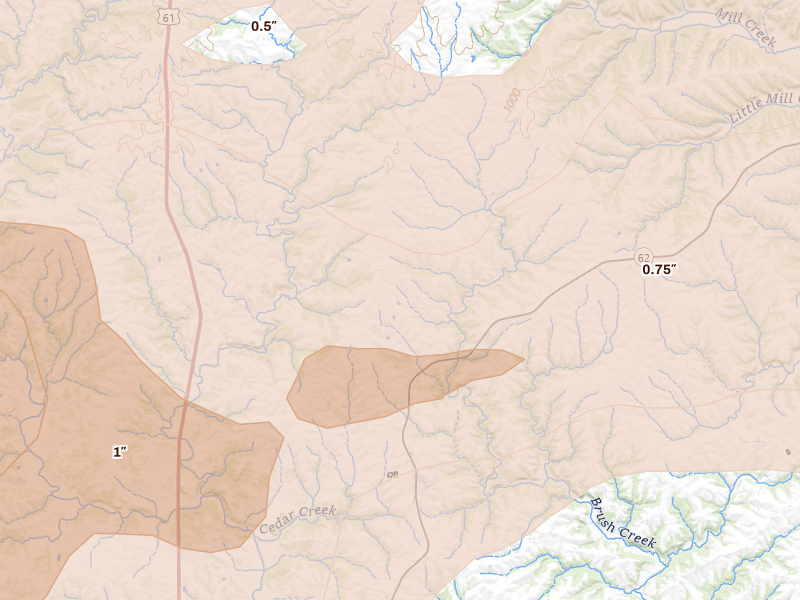 Radar-estimated hail-size map of the storm over Maquoketa, IA