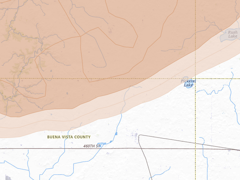 Radar-estimated hail-size map of the storm over Marathon, IA on Apr 13, 2026