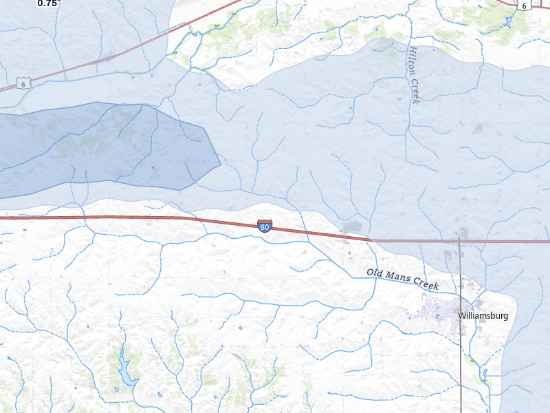 NEXRAD radar-signature map of the hail storm over Marengo, IA on Mar 30, 2026