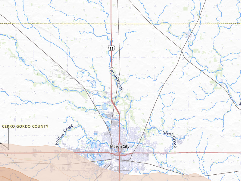 Radar-estimated hail-size map of the storm over Mason City, IA on May 15, 2026