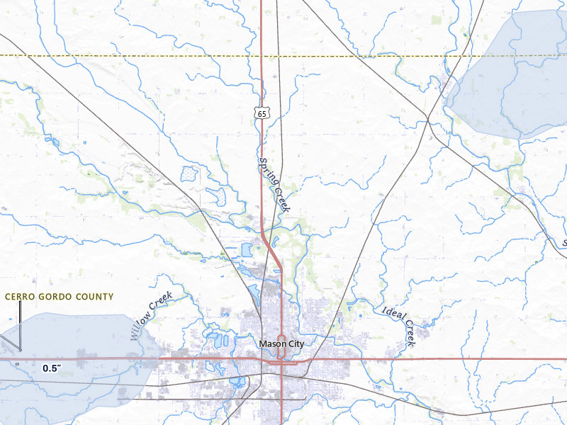 NEXRAD radar-signature map of the hail storm over Mason City, IA on Jul 1, 2026