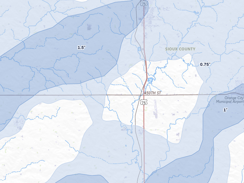 NEXRAD radar-signature map of the hail storm over Maurice, IA on Jun 29, 2026