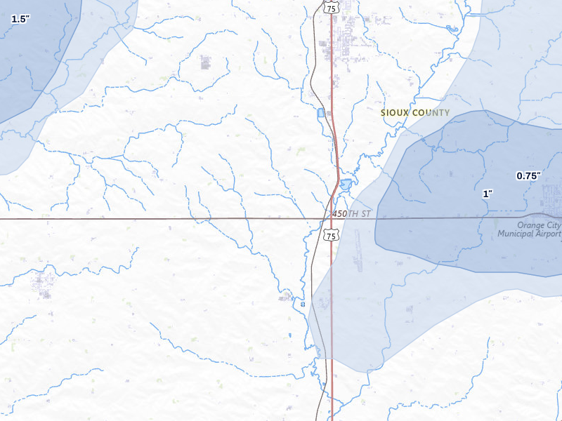 NEXRAD radar-signature map of the hail over Maurice, IA