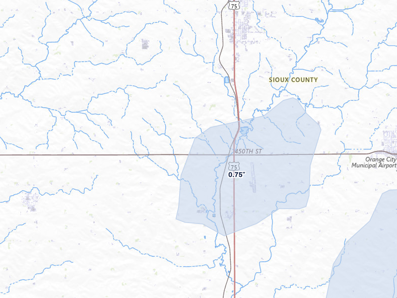 NEXRAD radar-signature map of the hail storm over Maurice, IA on Aug 10, 2026