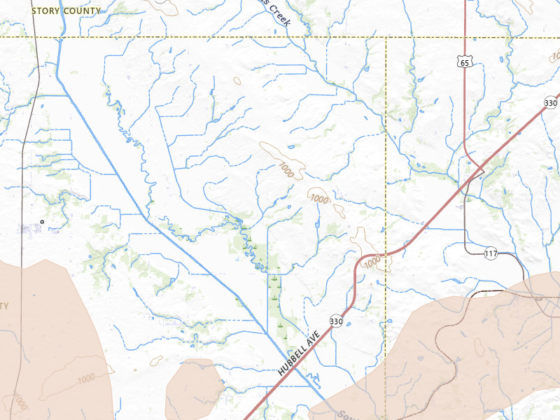 Radar-estimated hail-size map of the storm over Maxwell, IA on Mar 30, 2026