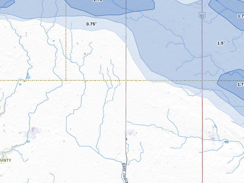 NEXRAD radar-signature map of the hail storm over Mc Callsburg, IA on Aug 11, 2026