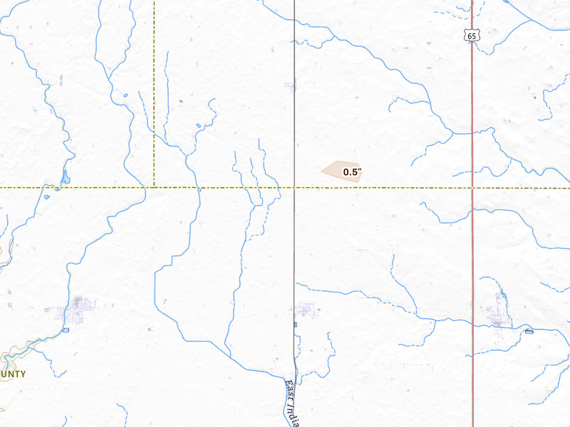 Radar-estimated hail-size map of the storm over Mc Callsburg, IA