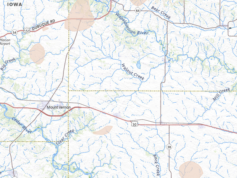 Radar-estimated hail-size map of the storm over Mechanicsville, IA on Jun 11, 2026