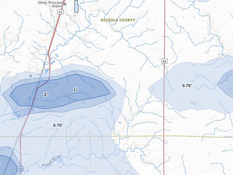 NEXRAD radar-signature map of the hail storm over Melvin, IA on Aug 3, 2026