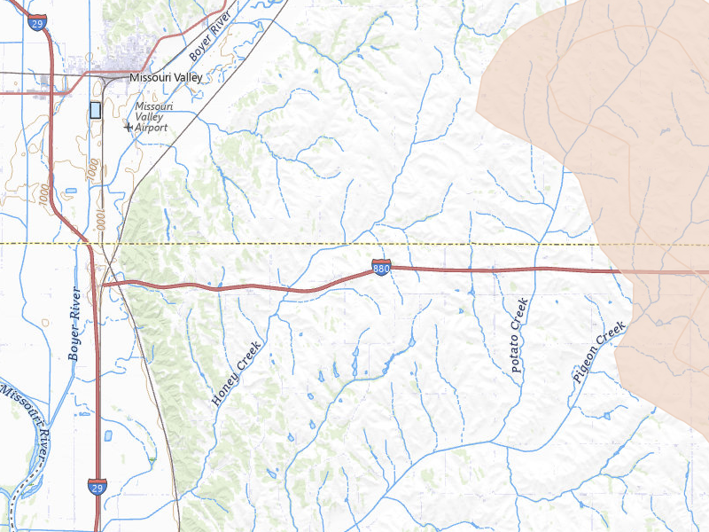 Radar-estimated hail-size map of the storm over Missouri Valley, IA on May 31, 2026