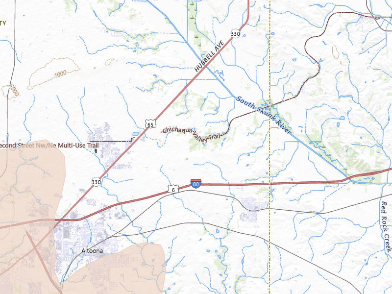 Radar-estimated hail-size map of the storm over Mitchellville, IA on Jul 3, 2026