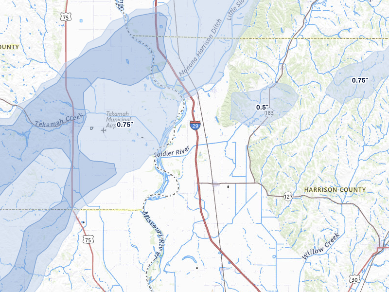 NEXRAD radar-signature map of the hail storm over Mondamin, IA on May 17, 2026