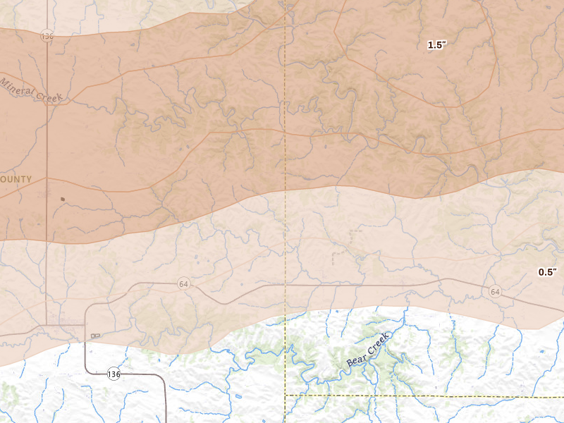 Radar-estimated hail-size map of the storm over Monmouth, IA