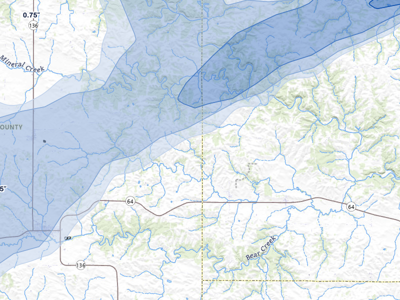NEXRAD radar-signature map of the hail over Monmouth, IA