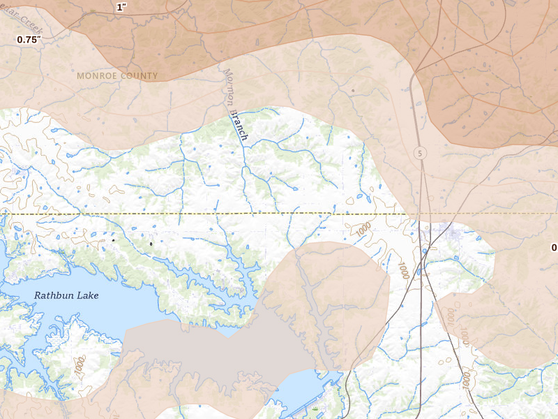 Radar-estimated hail-size map of the storm over Moravia, IA on Jun 11, 2026