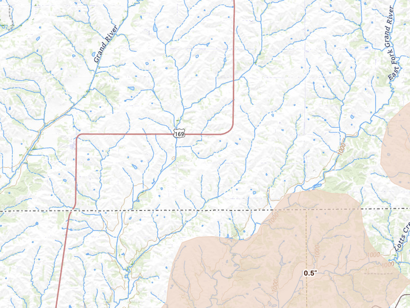 Radar-estimated hail-size map of the storm over Mount Ayr, IA on Jun 10, 2026