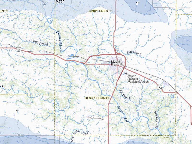 NEXRAD radar-signature map of the hail storm over Mount Pleasant, IA on May 4, 2026