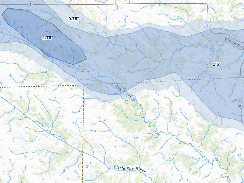 NEXRAD radar-signature map of the hail over Mount Sterling, IA