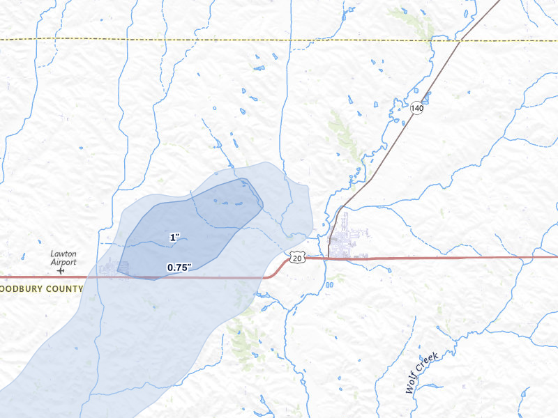 NEXRAD radar-signature map of the hail storm over Moville, IA on Mar 6, 2026
