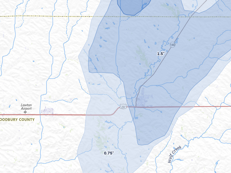 NEXRAD radar-signature map of the hail over Moville, IA